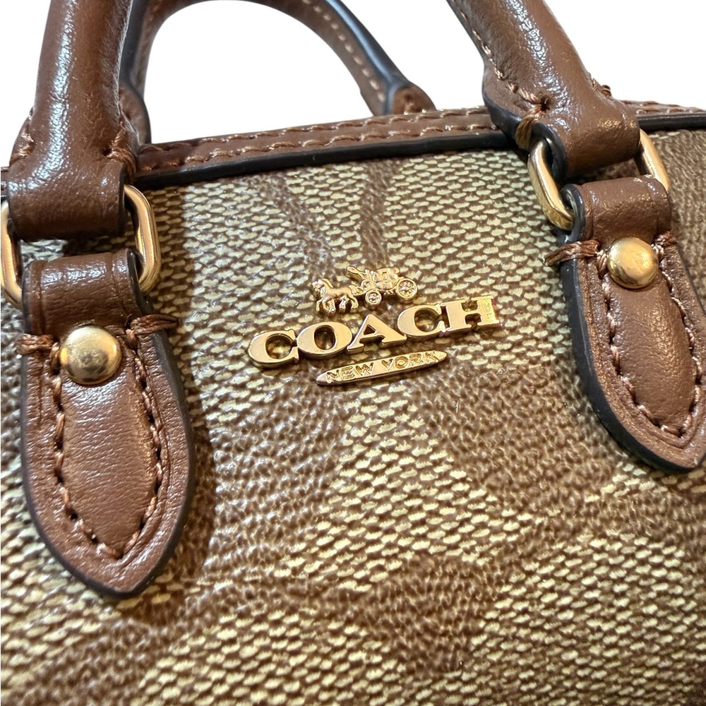 Coach Mini Satchel in Brown Signature Canvas with Gold Hardware 🤎 - Picture 7 of 15
